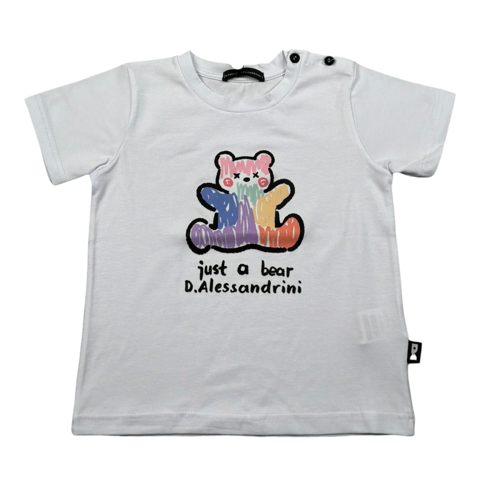 Daniele Alessandrini T-Shirt Girocollo Tinta Unita con Stampa per Neonato 1296M00261X BIANCO DANIELE ALESSANDRINI 