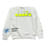 Diadora Felpa Girocollo tinta unita con Stampa Bianco per Bambino 022313 BIANCO DIADORA 