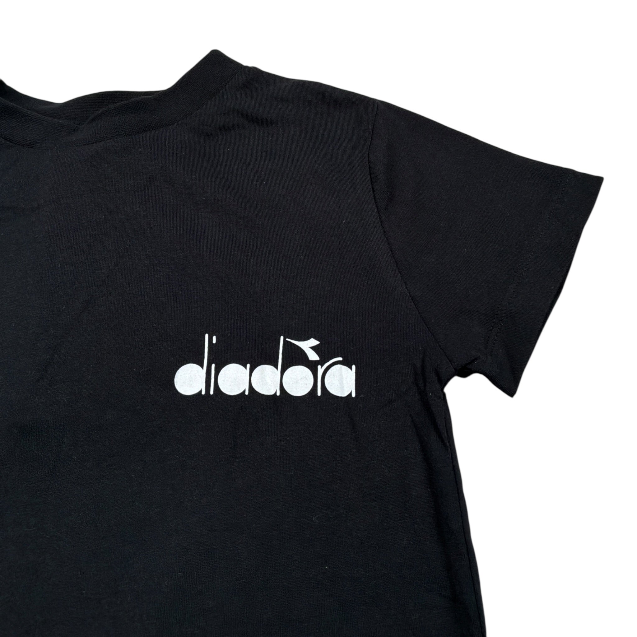 Diadora T-Shirt Girocollo tinta unita con Logo Nero per Bambino 033218 NERO DIADORA 
