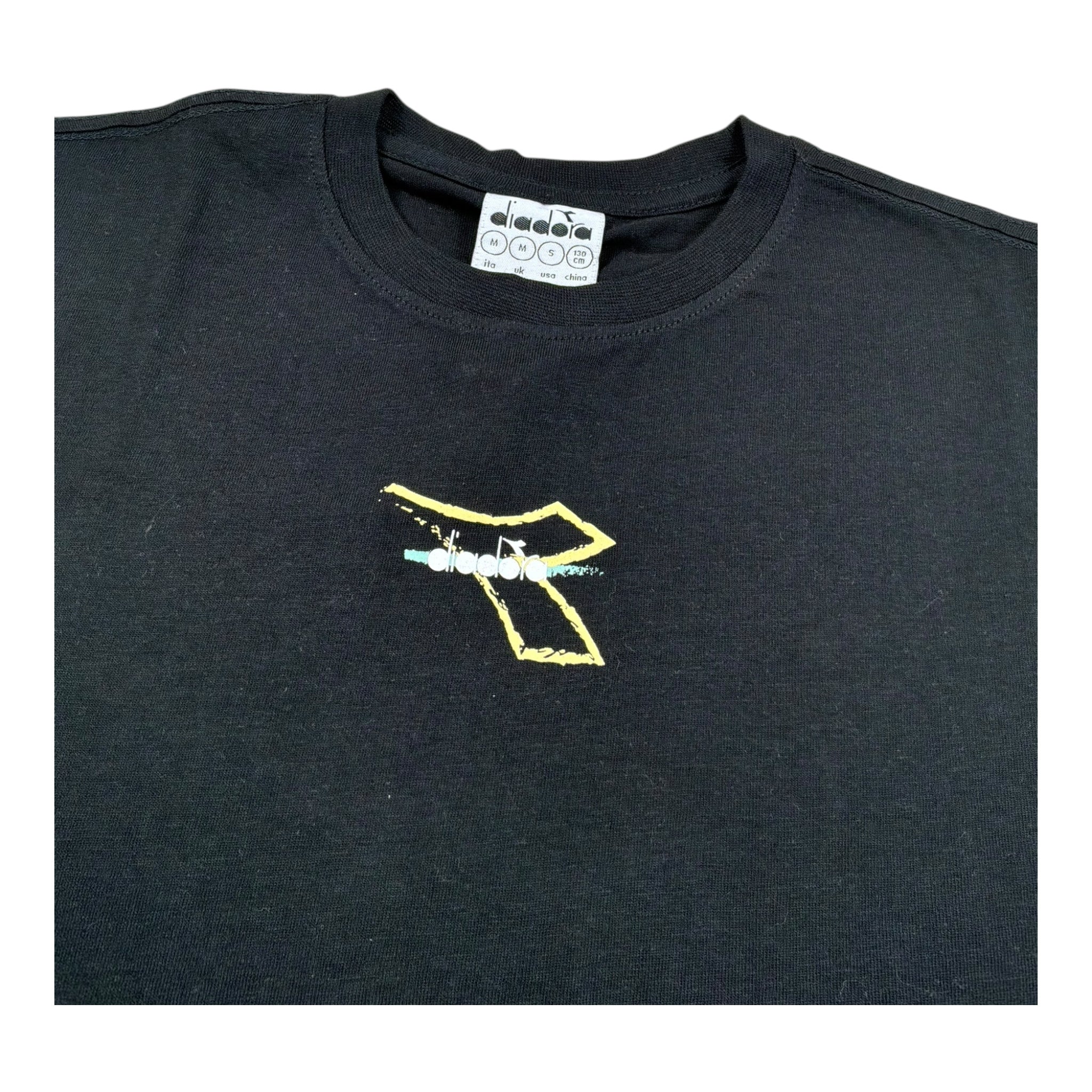 Diadora T-Shirt Girocollo Tinta Unita con Stampa per Bambino 102181707 NERO DIADORA 