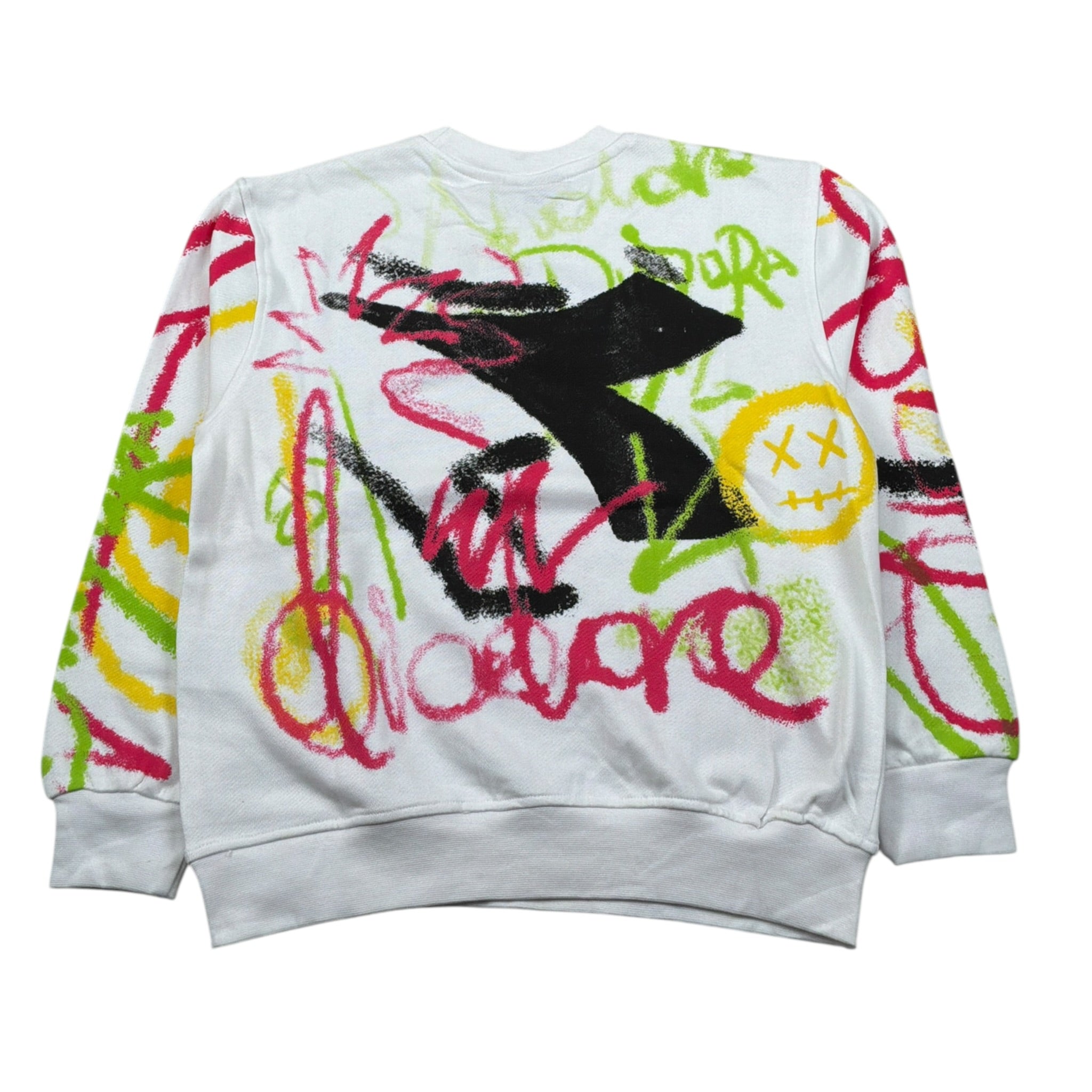 Diadora Felpa Chiusa Girocollo tinta unita con Stampe Bianco per Bambina S4DIBGSL140 BIANCO DIADORA 