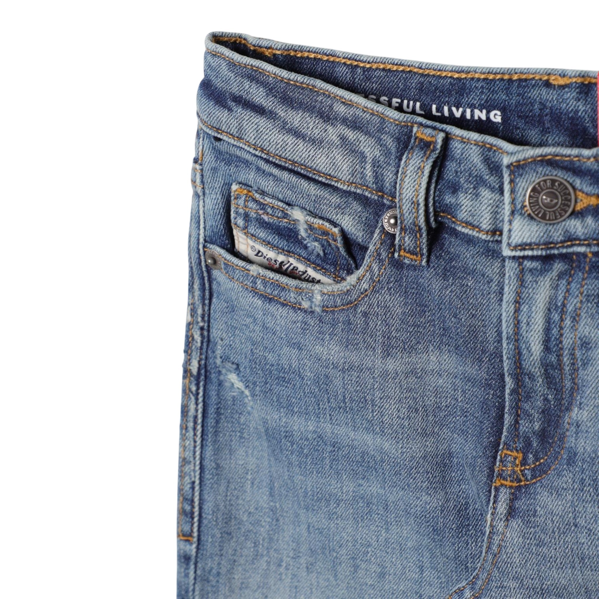 Diesel Jeans tinta unita con Girovita Regolabile Azzurro per Bambino J00809X AZZURRO DIESEL 
