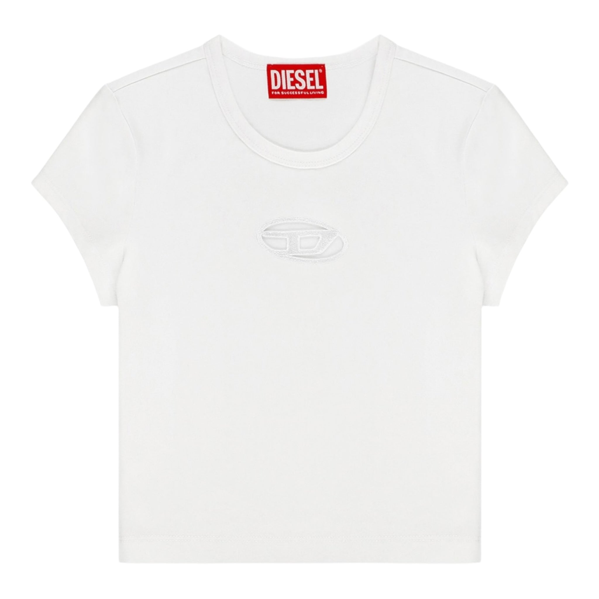 Diesel T-Shirt Girocollo Tinta Unita con Logo per Bambina J01830 BIANCO DIESEL 