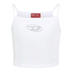 Diesel Canotta Bretelline Tinta Unita con Stampa Brillantinata per Bambina J02201XX BIANCO DIESEL 
