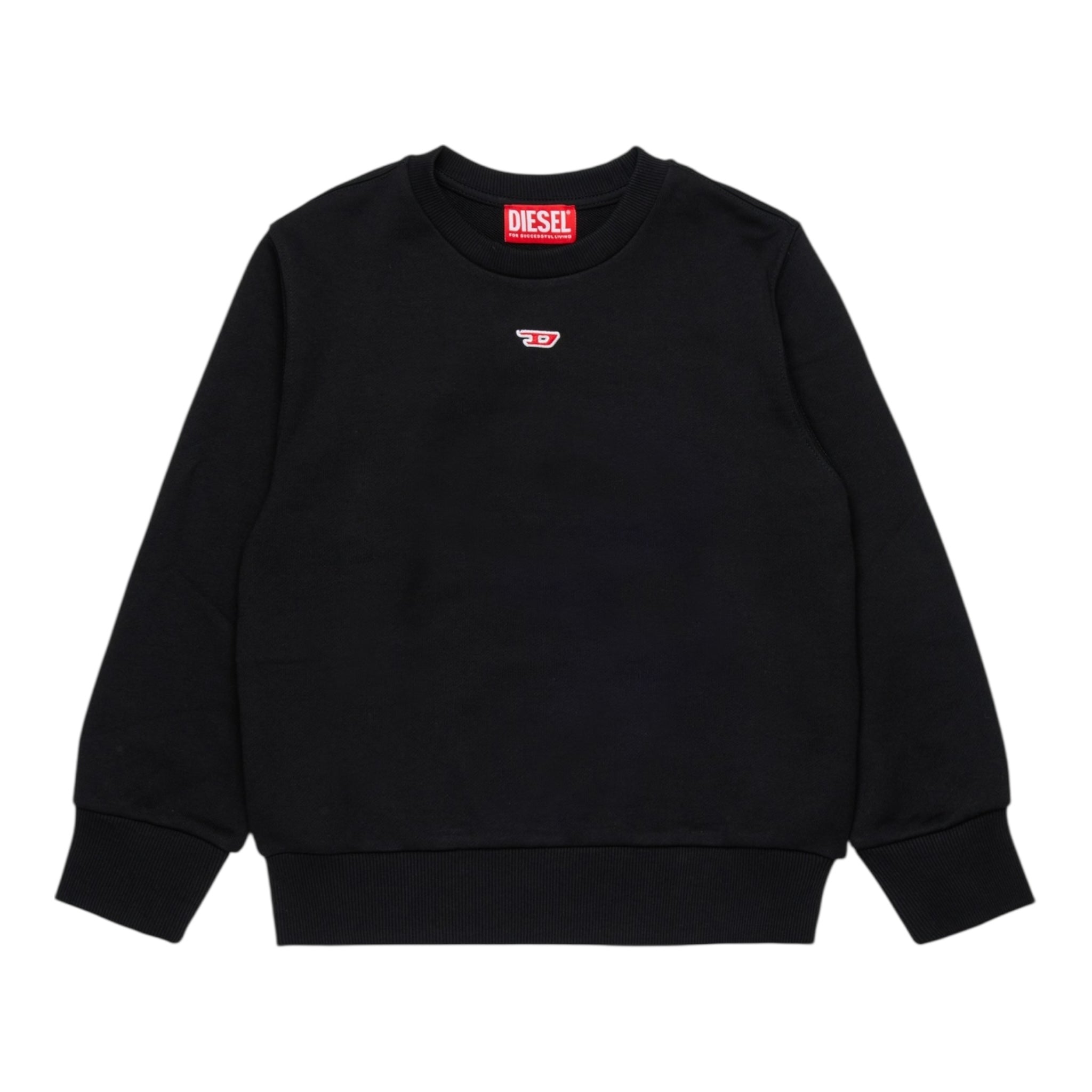 Diesel Felpa Chiusa Girocollo Tinta Unita con Logo per Bambino J02234 NERO DIESEL 