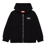Diesel Felpa con Zip E Cappuccio Tinta Unita con Logo per Bambino J02244 NERO DIESEL 