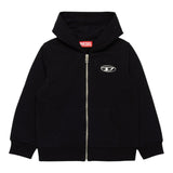 Diesel Felpa con Zip E Cappuccio Tinta Unita con Logo per Bambino J02244 NERO DIESEL 