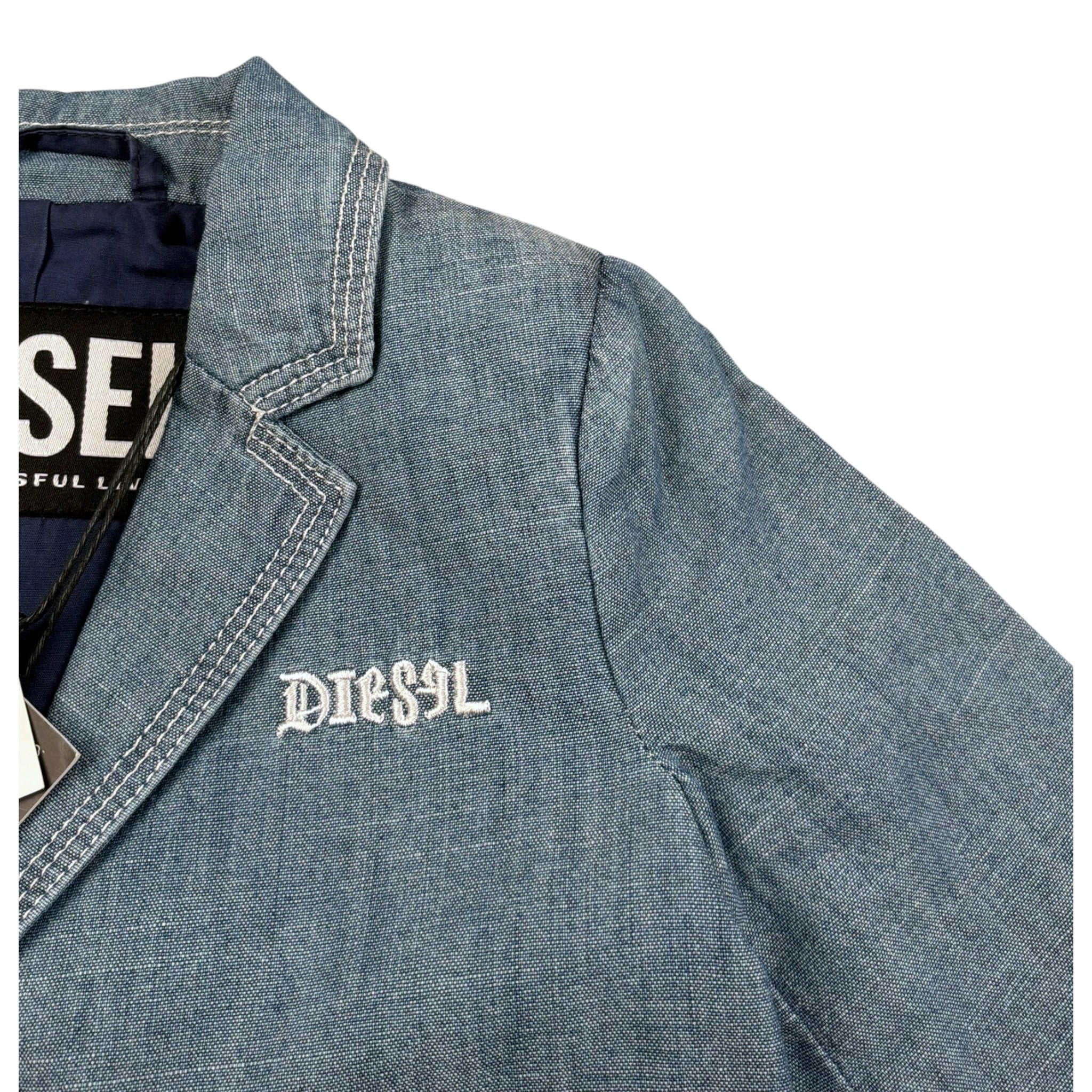 Diesel Giacca tinta unita In Denim con Logo Blu per Neonato K00144 BLU DIESEL 