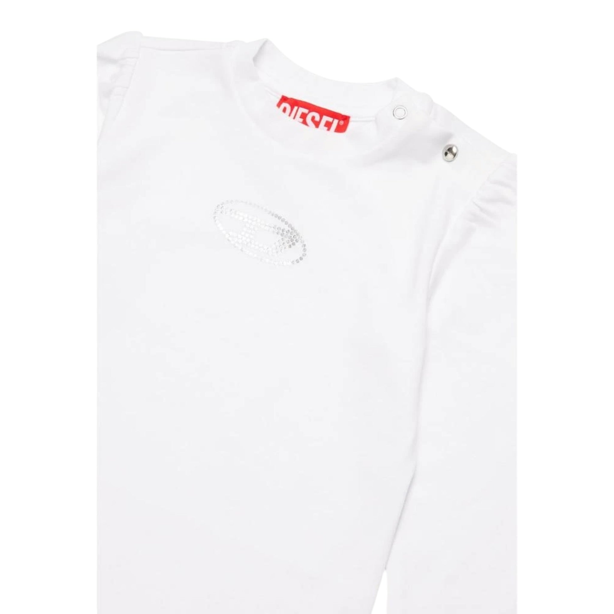 Diesel Shirt Girocollo Tinta Unita con Stampa per Neonato K00563 BIANCO DIESEL 