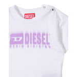 Diesel T-Shirt Girocollo tinta unita con Logo Bianco per Bambina K00569AJ BIANCO DIESEL 