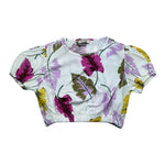 Dixie Top Tinta Unita con Fantasia Fiori per Bambina CC48274G39 BIANCO DIXIE 