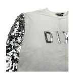Dixie Felpa Chiusa Girocollo Tinta Unita con Maniche Paillettate per Bambina LB09042G74 BIANCO DIXIE 