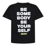 Dkny T-Shirt Girocollo Tinta Unita con Stampa per Bambino D62300 NERO DKNY 