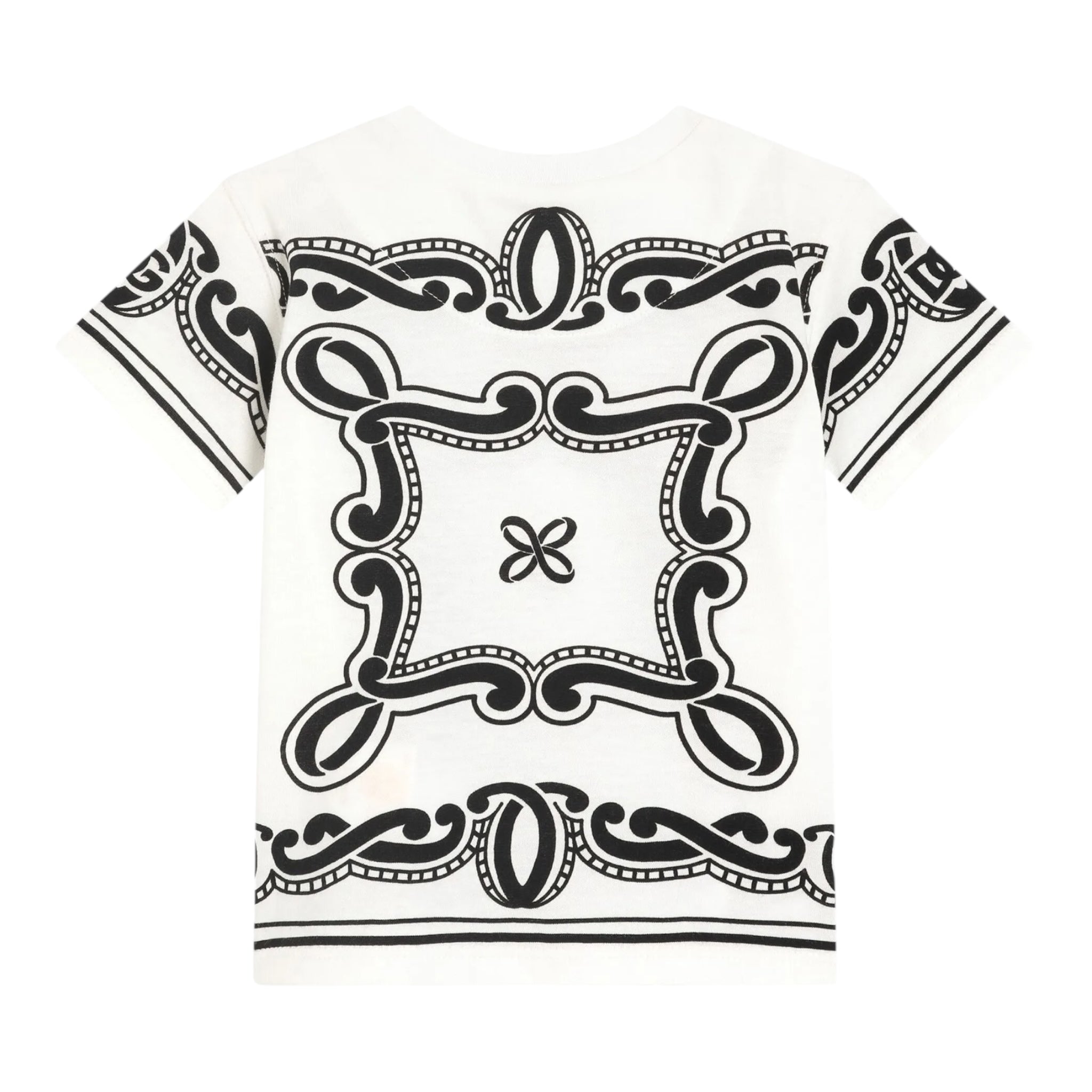 Dolce & Gabbana T-Shirt Girocollo Tinta Unita con Stampa Fantasia per Neonato L1JT7W BIANCO DOLCE & GABBANA 