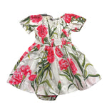 Dolce & Gabbana Set Abito Tinta Unita con Fantasia Fiori-Coulotte per Neonata L23DI3 BIANCO DOLCE & GABBANA 