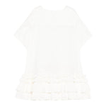 Dou Dou Abito Tinta Unita Mezza Manica con Balze per Bambina DW1A61 BIANCO DOU DOU 