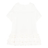 Dou Dou Abito Tinta Unita Mezza Manica con Balze per Bambina DW1A61 BIANCO DOU DOU 