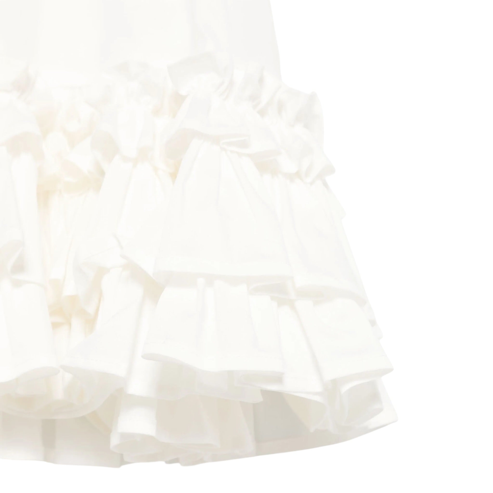 Dou Dou Abito Tinta Unita Mezza Manica con Balze per Bambina DW1A61X BIANCO DOU DOU 