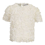 Dou Dou camicia Girocollo Tinta Unita con Applicazioni per Bambina DW5A61 PANNA DOU DOU 