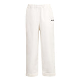 Dou Dou Pantalone Tinta Unita con Logo per Bambina DW6P71 PANNA DOU DOU 