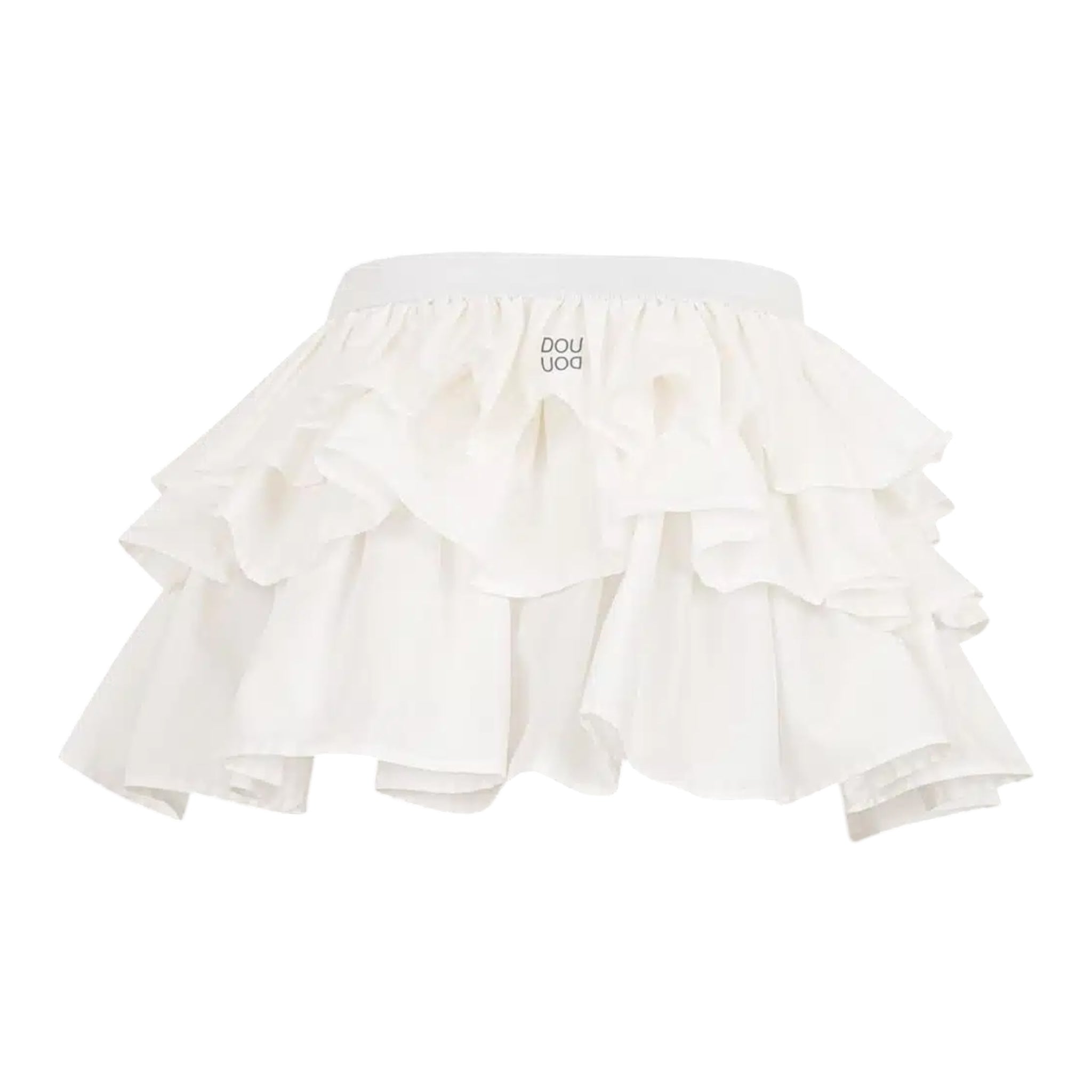 Dou Dou Gonna Tinta Unita con Balze E Elastico In Vita per Bambina DW7A61X BIANCO DOU DOU 