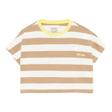 Dou Dou T-Shirt Girocollo Bicolore con Fantasia A Righe per Bambina DW8A21X PANNA/BEIGE DOU DOU 