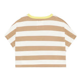 Dou Dou T-Shirt Girocollo Bicolore con Fantasia A Righe per Bambina DW8A21X PANNA/BEIGE DOU DOU 