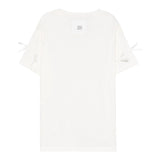 Dou Dou T-Shirt Girocollo Tinta Unita con Applicazioni Fiocchi per Bambina DW8A31 BIANCO DOU DOU 
