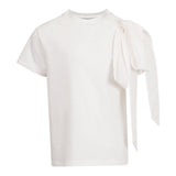 Dou Dou T-Shirt Girocollo Tinta Unita con Fiocco per Bambina DW8A41 BIANCO DOU DOU 
