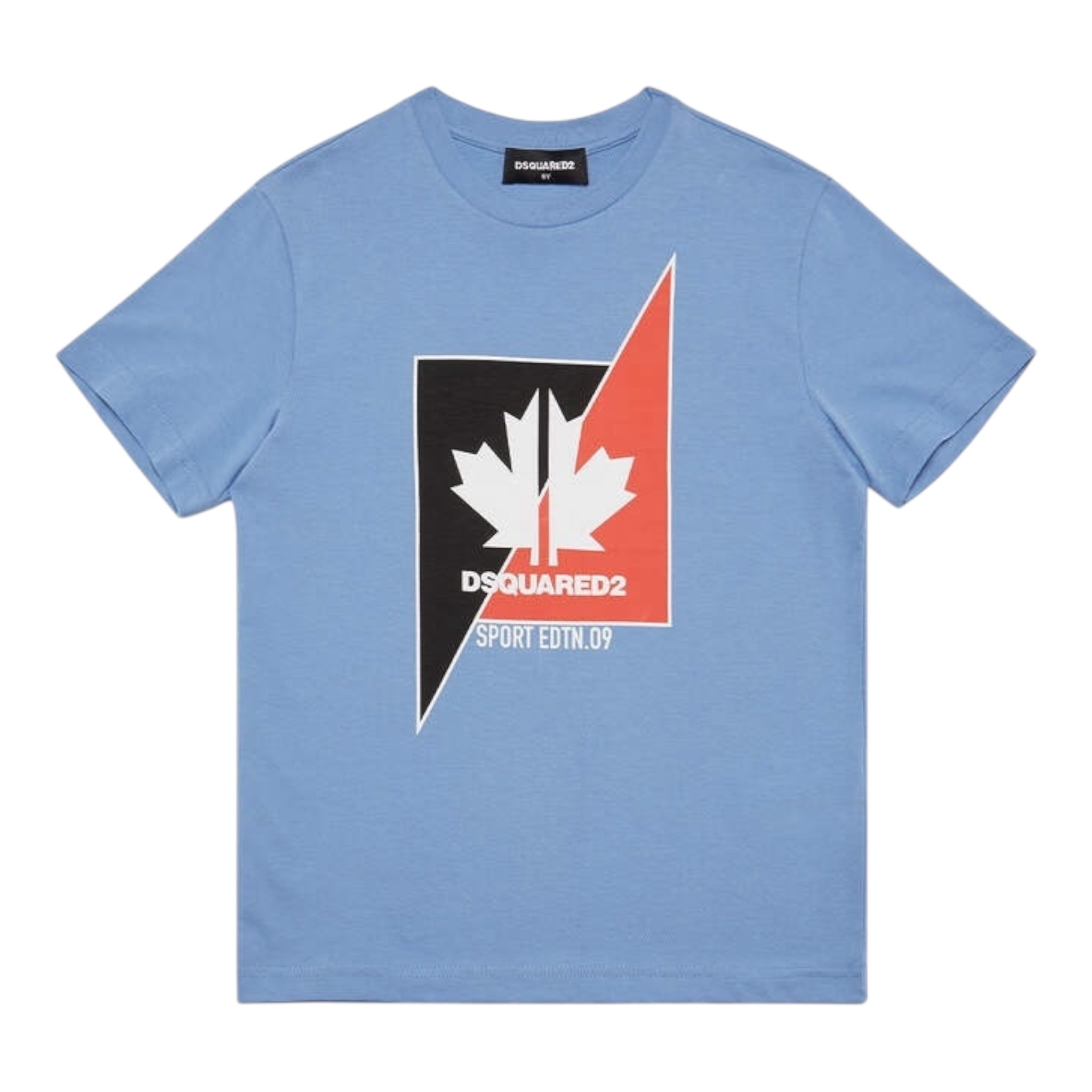 Dsquared2 T-Shirt Girocollo Tinta Unita con Stampa per Bambino DQ2211 AZZURRO DSQUARED2 