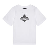 Dsquared2 T-Shirt Girocollo Tinta Unita con Stampa per Bambino DQ2743X BIANCO DSQUARED2 