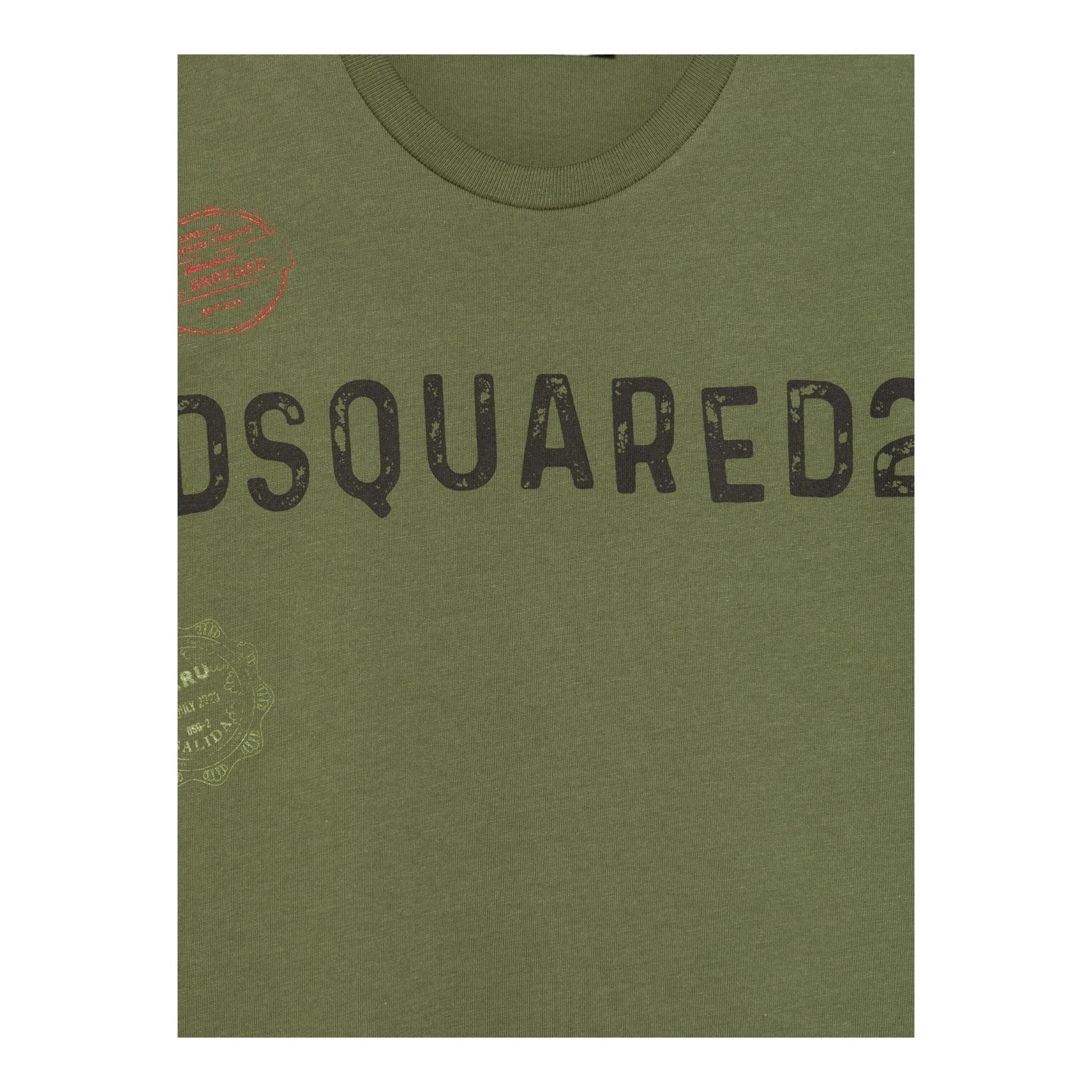 Dsquared2 T-Shirt Girocollo Tinta Unita con Stampa per Bambino DQ2753 VERDE DSQUARED2 