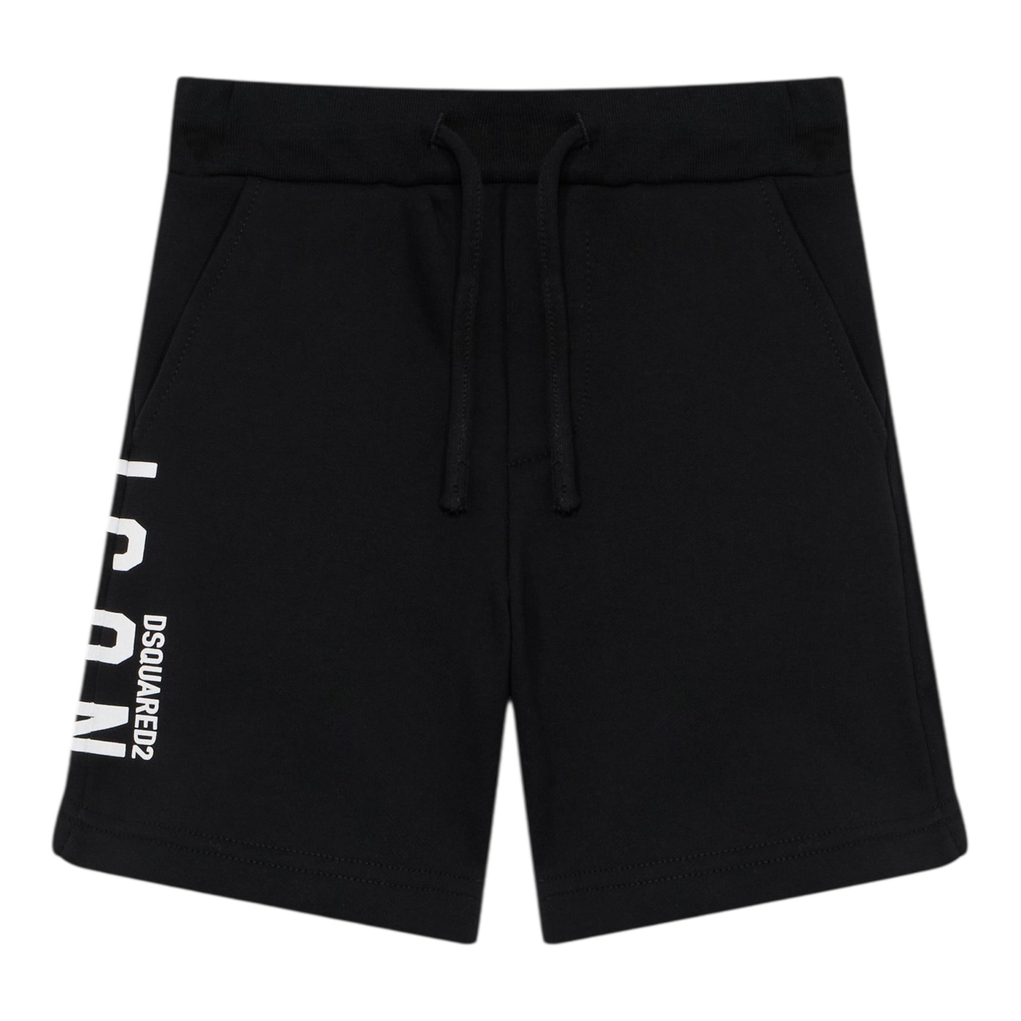 Dsquared2 Bermuda In Tuta Tinta Unita con Stampa per Bambino DQ2930 NERO DSQUARED2 