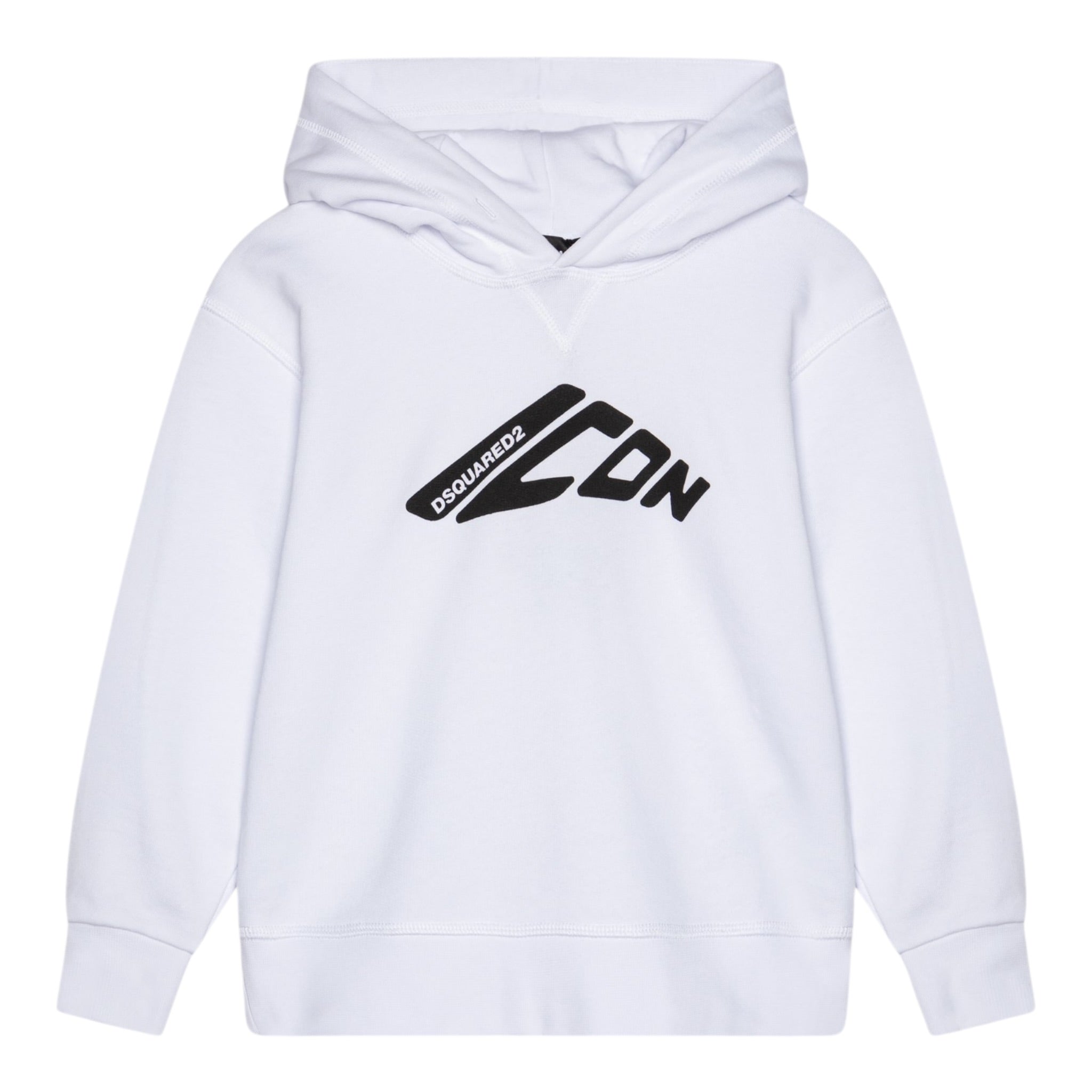 Dsquared2 Felpa Chiusa con Cappuccio Tinta Unita con Logo per Bambino DQ2940 BIANCO DSQUARED2 