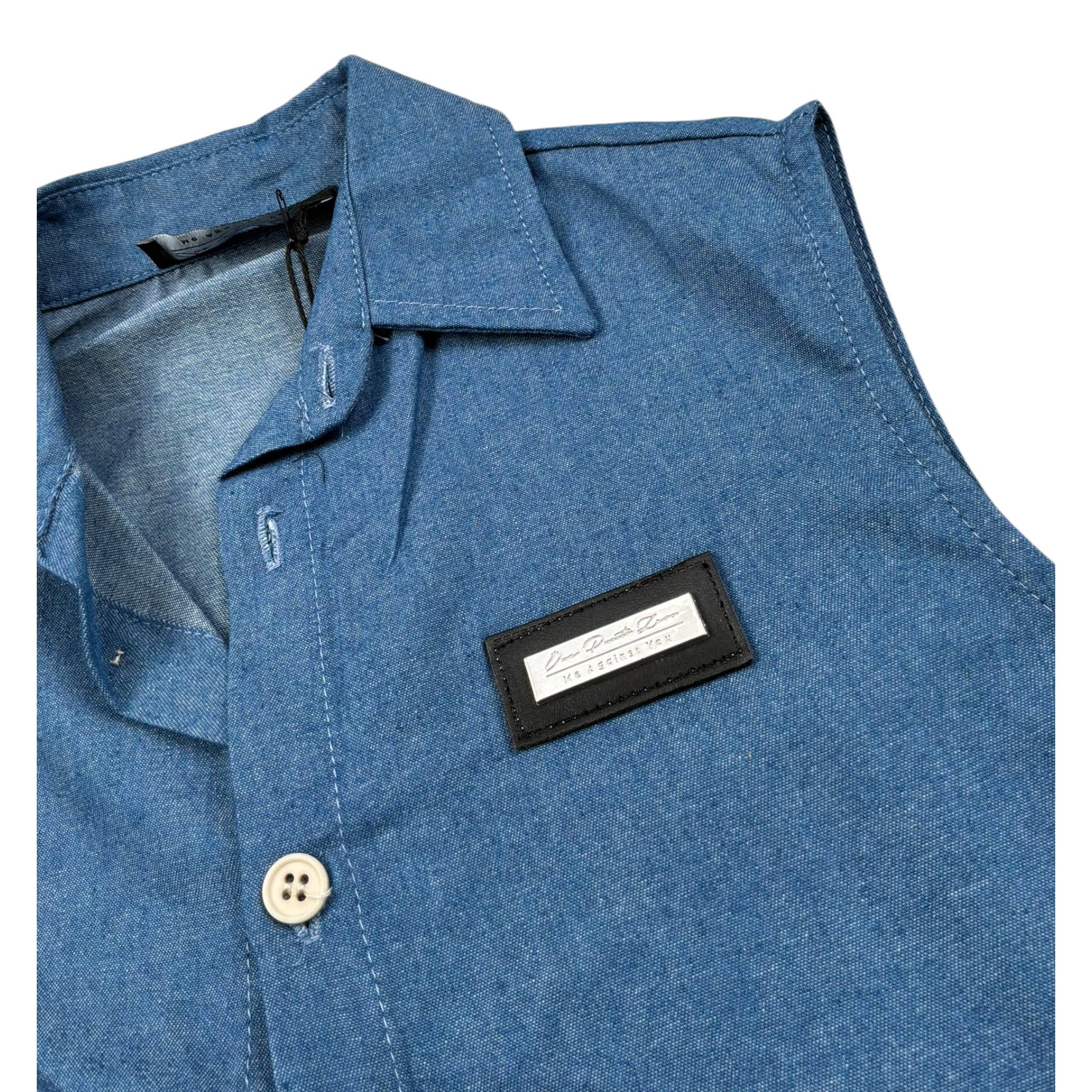 Duepuntozero Camicia Tinta Unita In Denim  per Neonata SMAD3N BLU DUEPUNTOZERO 