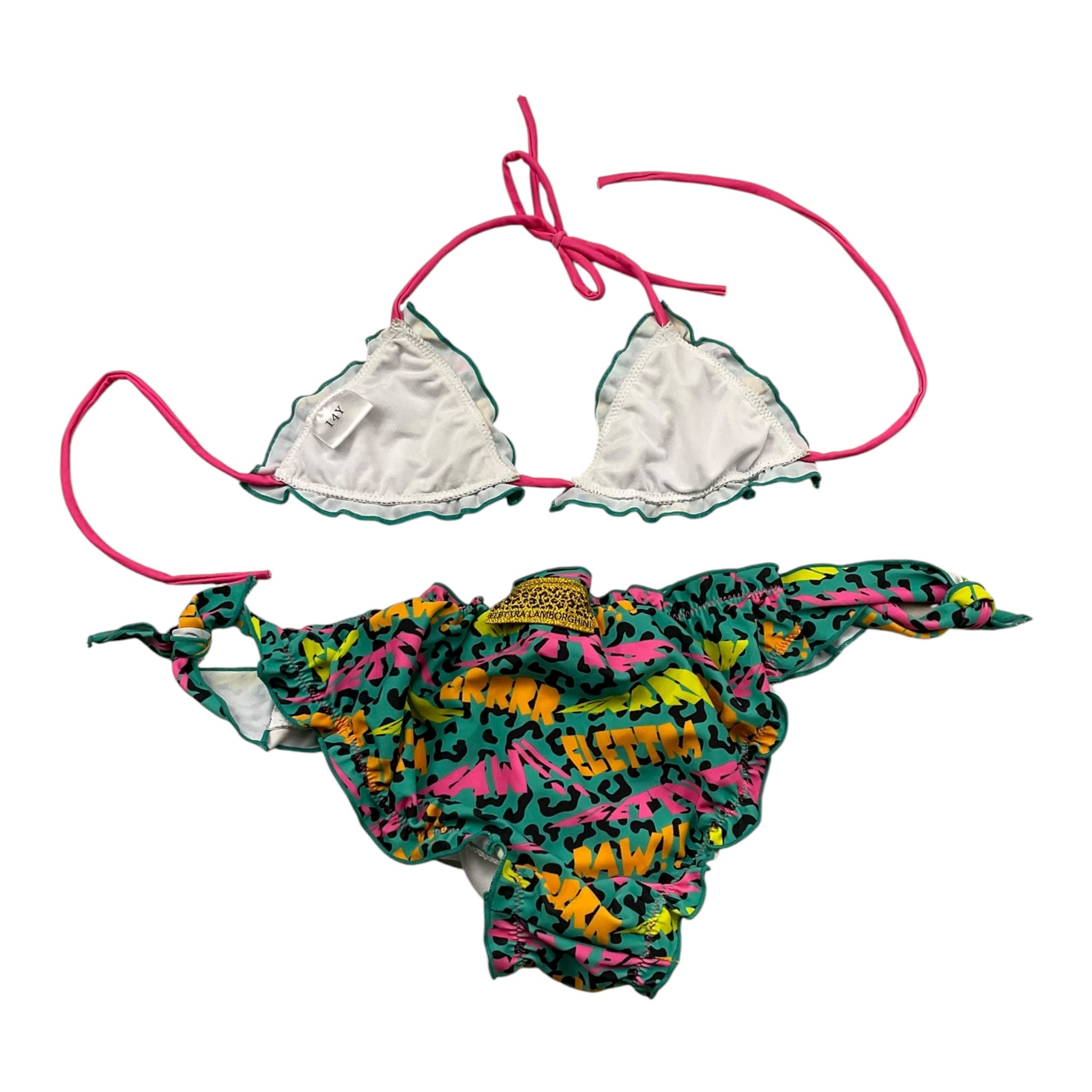 Elettra Lamborghini  Costume 2 Pezzi Triangolo-Slip con Fantasia per Bambina ELTLMB4020 VERDE ELETTRA LAMBORGHINI 