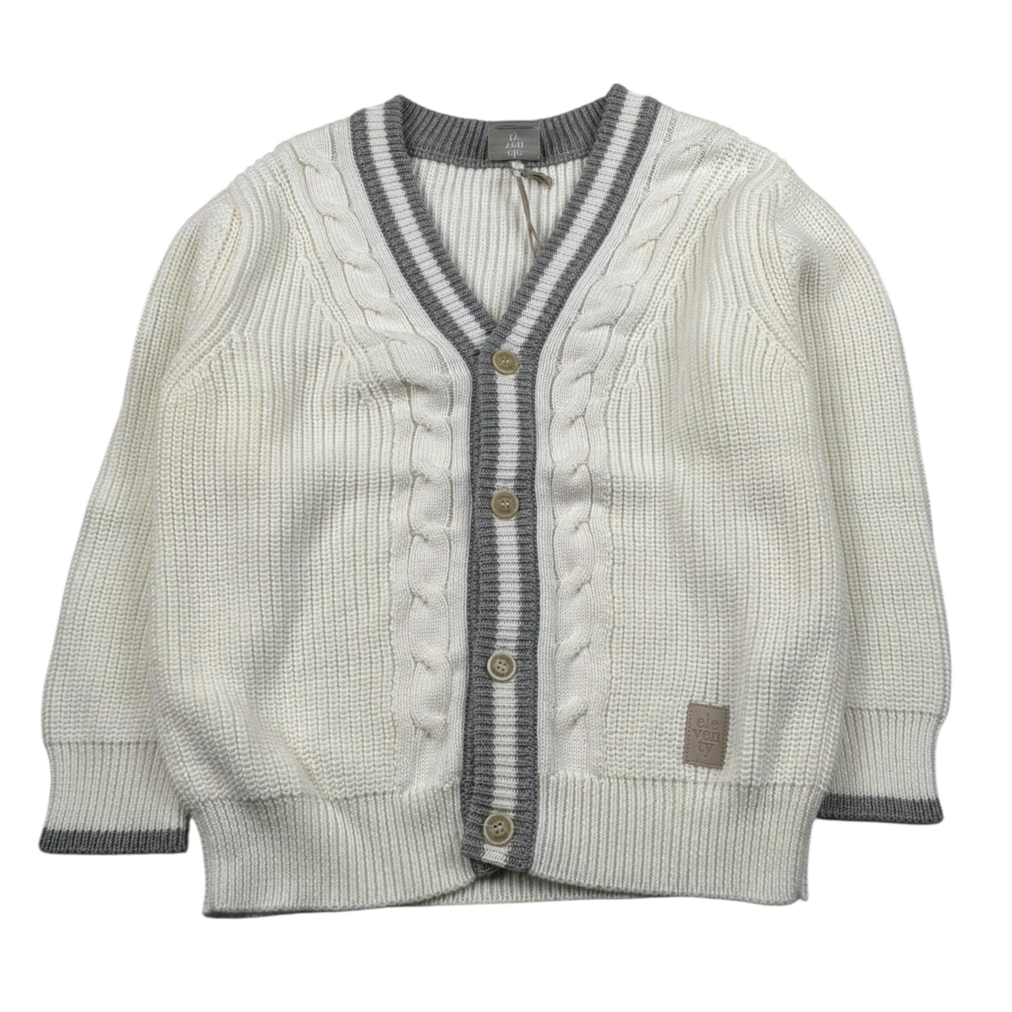 Eleventy Cardigan Tinta Unita con Pofili In Contrasto per Bambino EW9P50X BIANCO ELEVENTY 