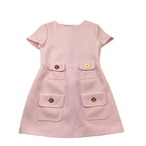 Elisabetta Franchi Abito Giromanica Tinta Unita con Bottoni In Contrasto per Bambina EFAB584X ROSA ELISABETTA FRANCHI 