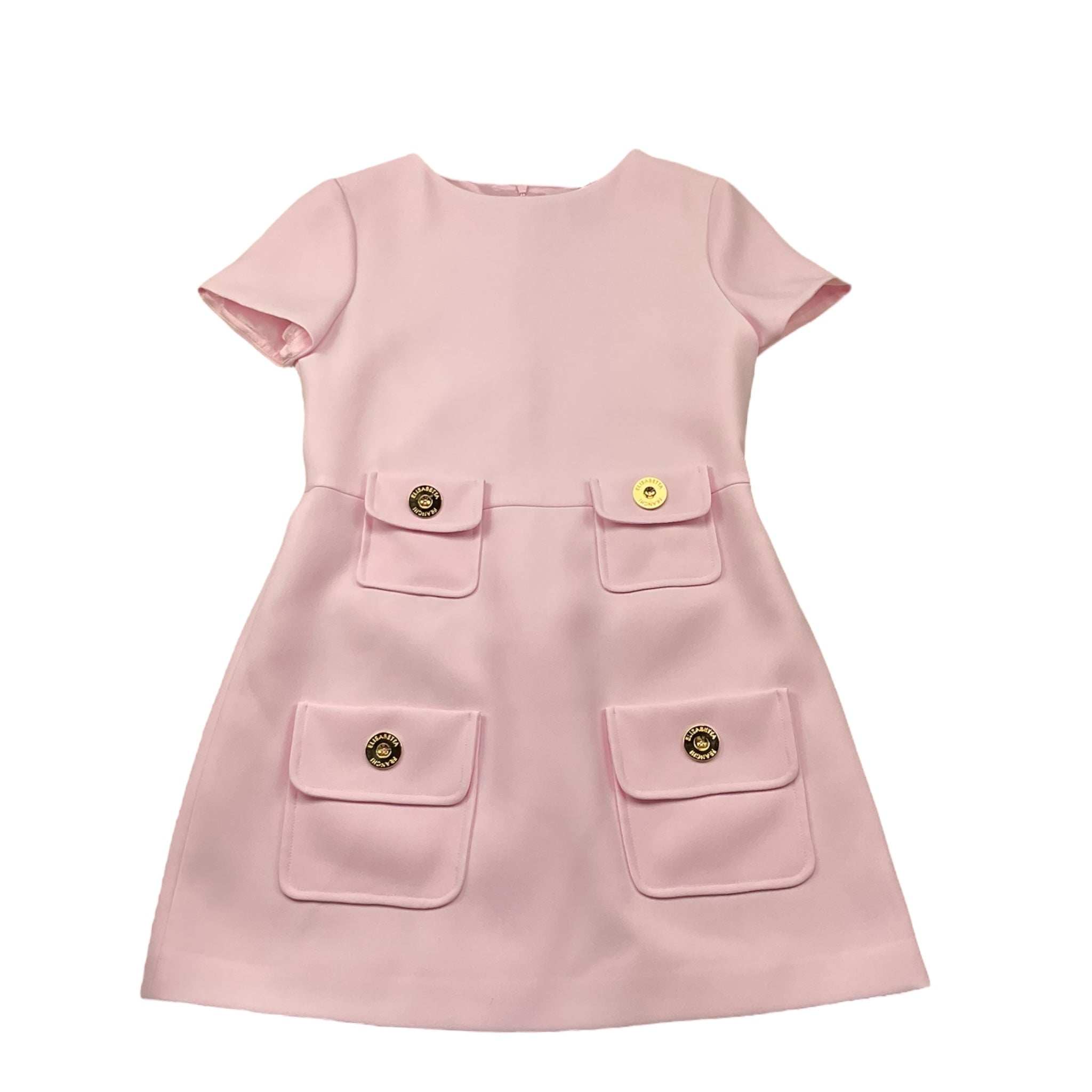 Elisabetta Franchi Abito Giromanica Tinta Unita con Bottoni In Contrasto per Bambina EFAB584X ROSA ELISABETTA FRANCHI 