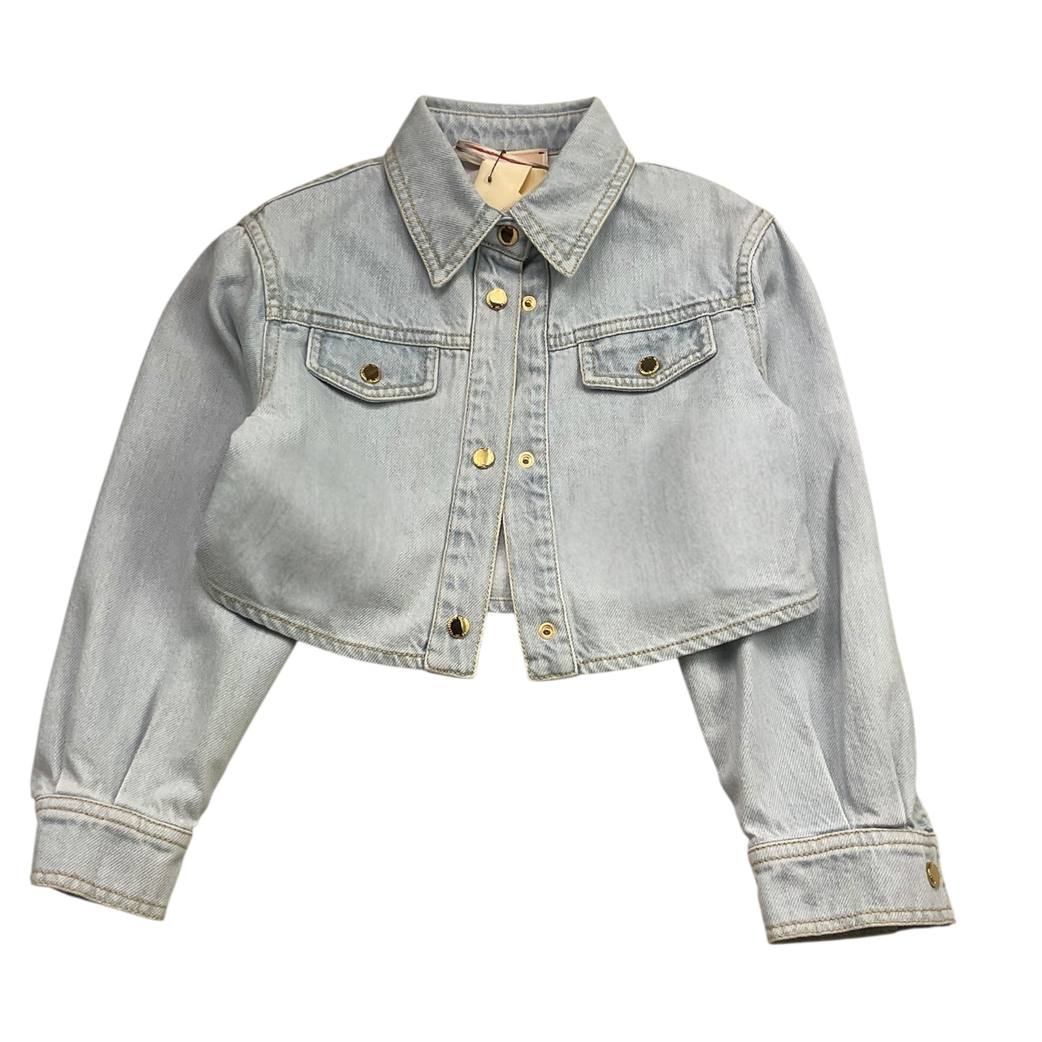 Elisabetta Franchi Giubbino In Denim Modello Crop con Bottoni per Bambina EFCA255 AZZURRO ELISABETTA FRANCHI 