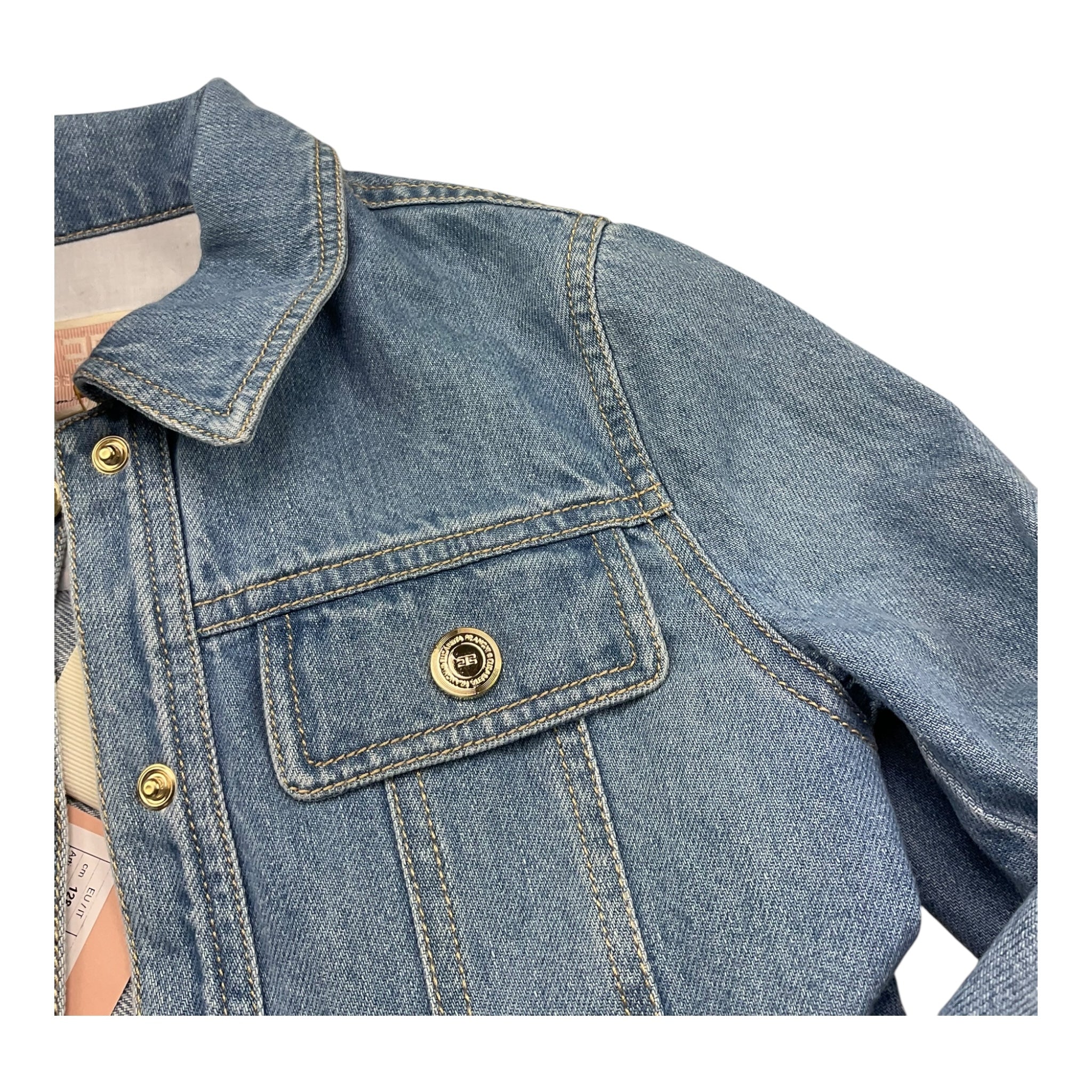 Elisabetta Franchi camicia Manica Lunga Tinta Unita In Denim per Bambina EFGB123 AZZURRO ELISABETTA FRANCHI 