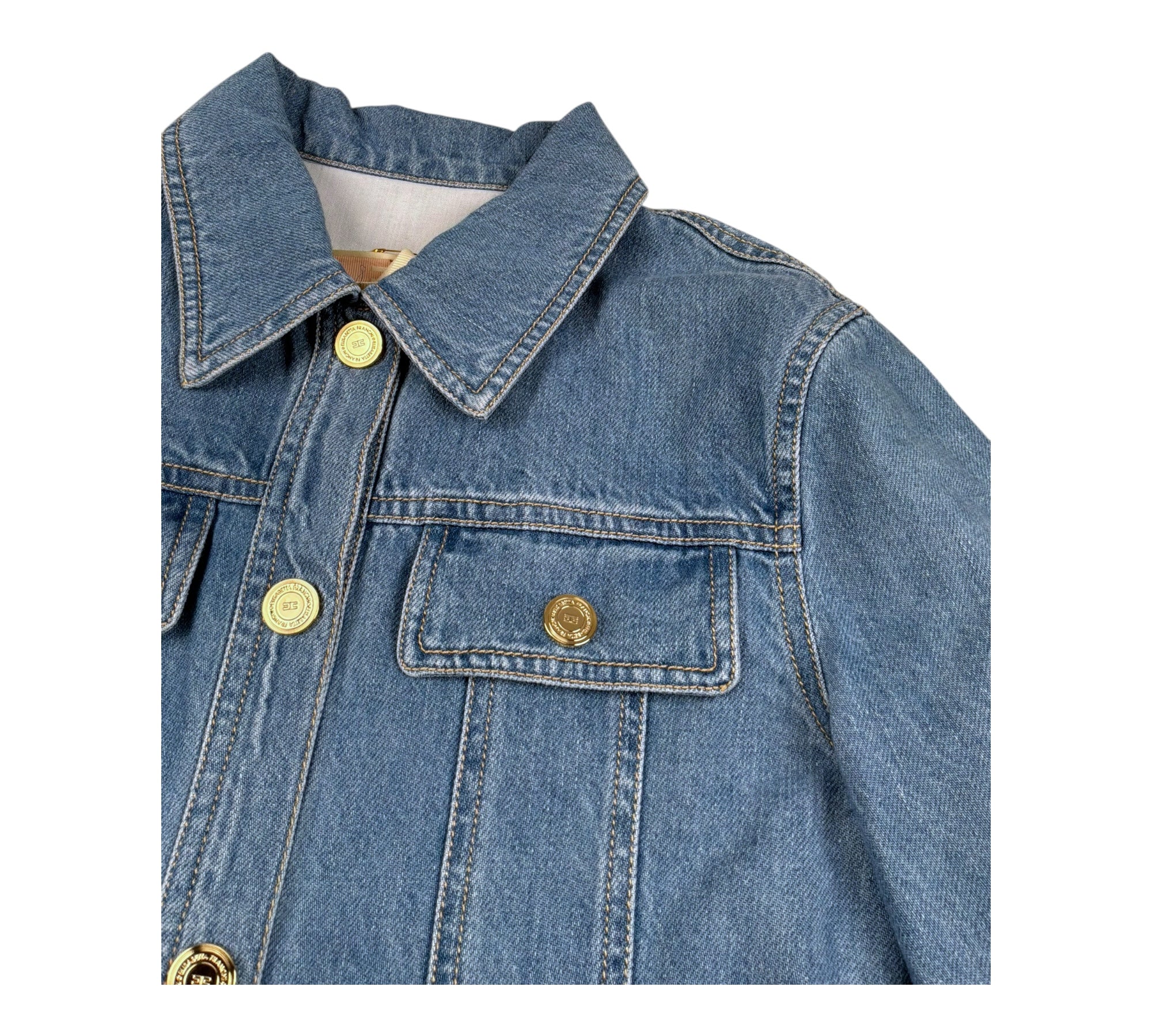 Elisabetta Franchi camicia Manica Lunga Tinta Unita In Denim per Bambina EFGB123XXX AZZURRO ELISABETTA FRANCHI 