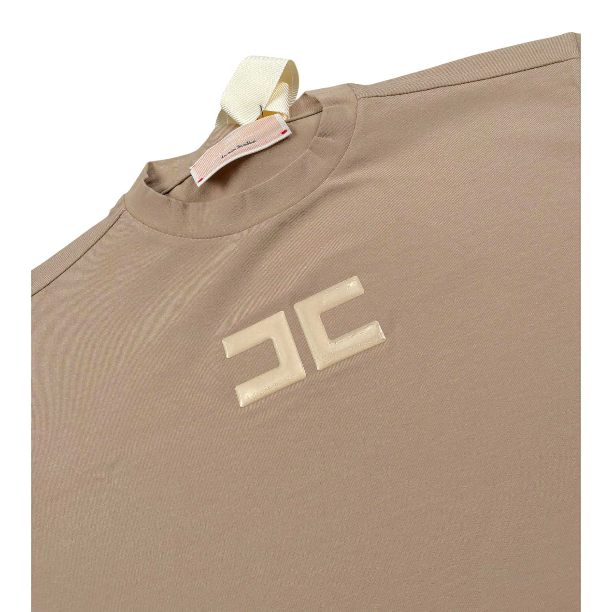 Elisabetta Franchi T-Shirt Tinta Unita con Logo per Bambina EFTS207 SABBIA ELISABETTA FRANCHI 