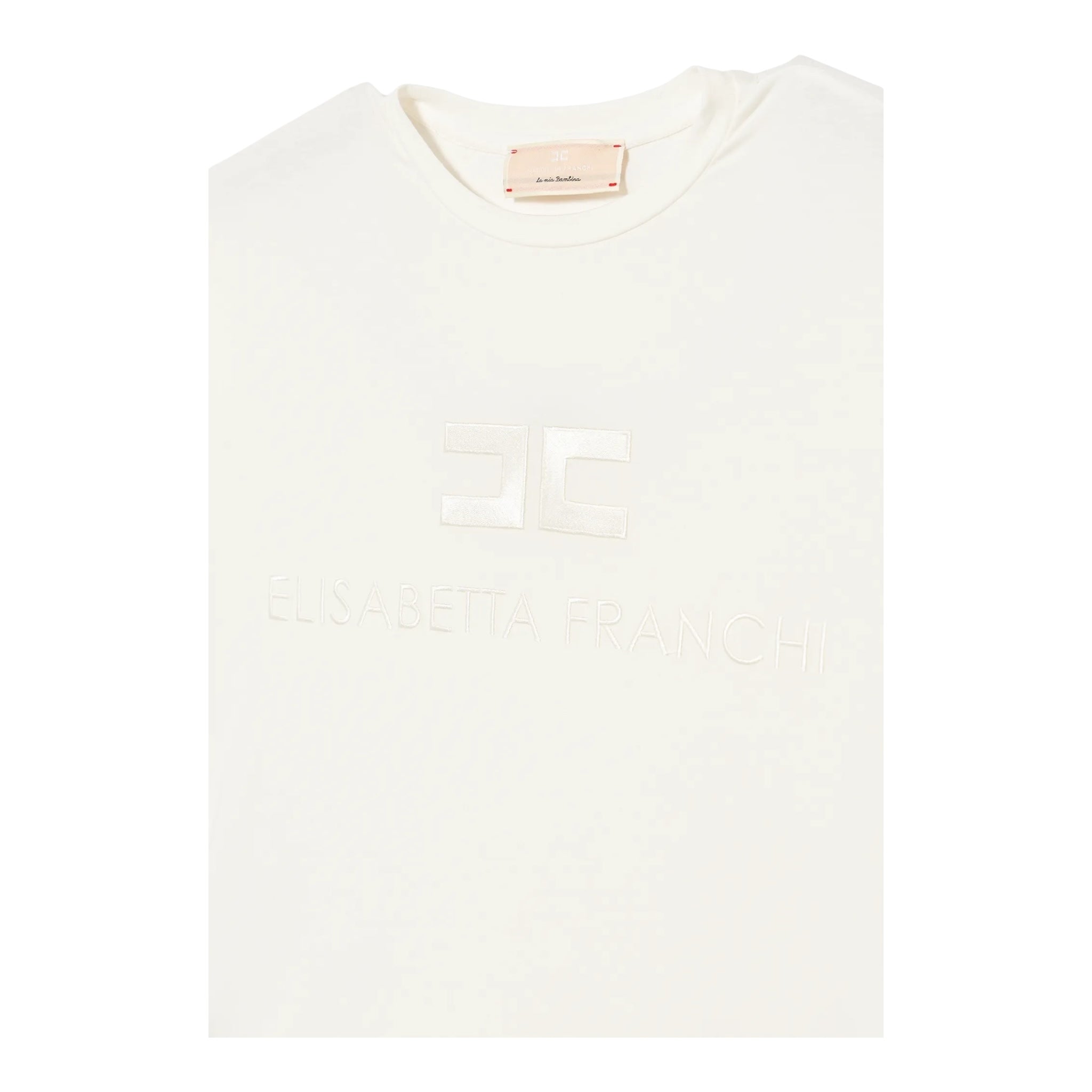 Elisabetta Franchi T-Shirt Girocollo Tinta Unita con Logo per Bambina EFTS231 PANNA ELISABETTA FRANCHI 