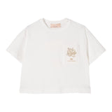 Elisabetta Franchi T-Shirt Girocollo Tinta Unita con Logo per Bambina EFTS232XX PANNA ELISABETTA FRANCHI 