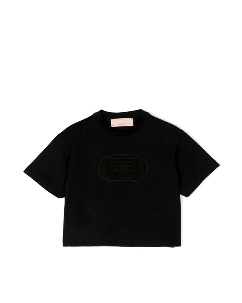 Elisabetta Franchi T-Shirt Girocollo Tinta Unita con Stampa per Bambina EFTS233 NERO ELISABETTA FRANCHI 