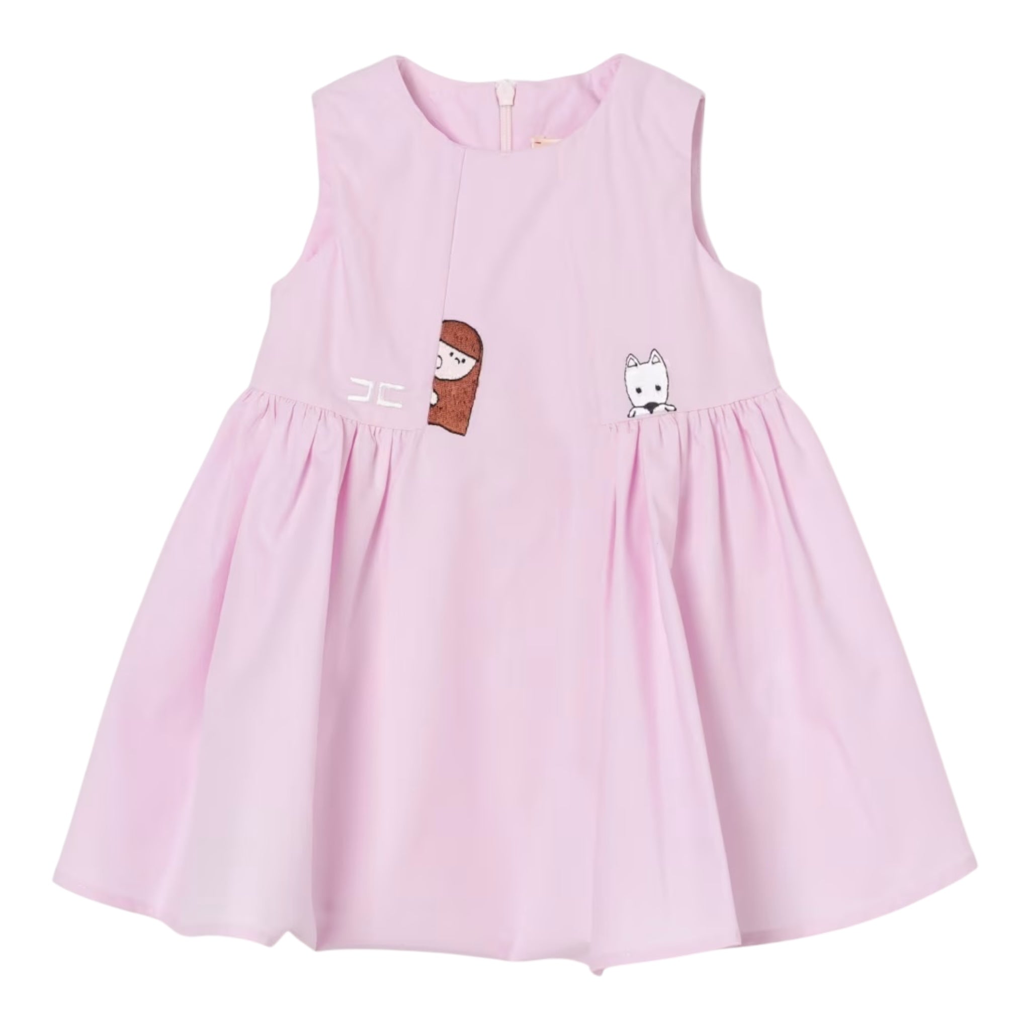 Elisabetta Franchi Abito Giromanica Tinta Unita con Ricami per Neonata EGAB206 ROSA ELISABETTA FRANCHI 
