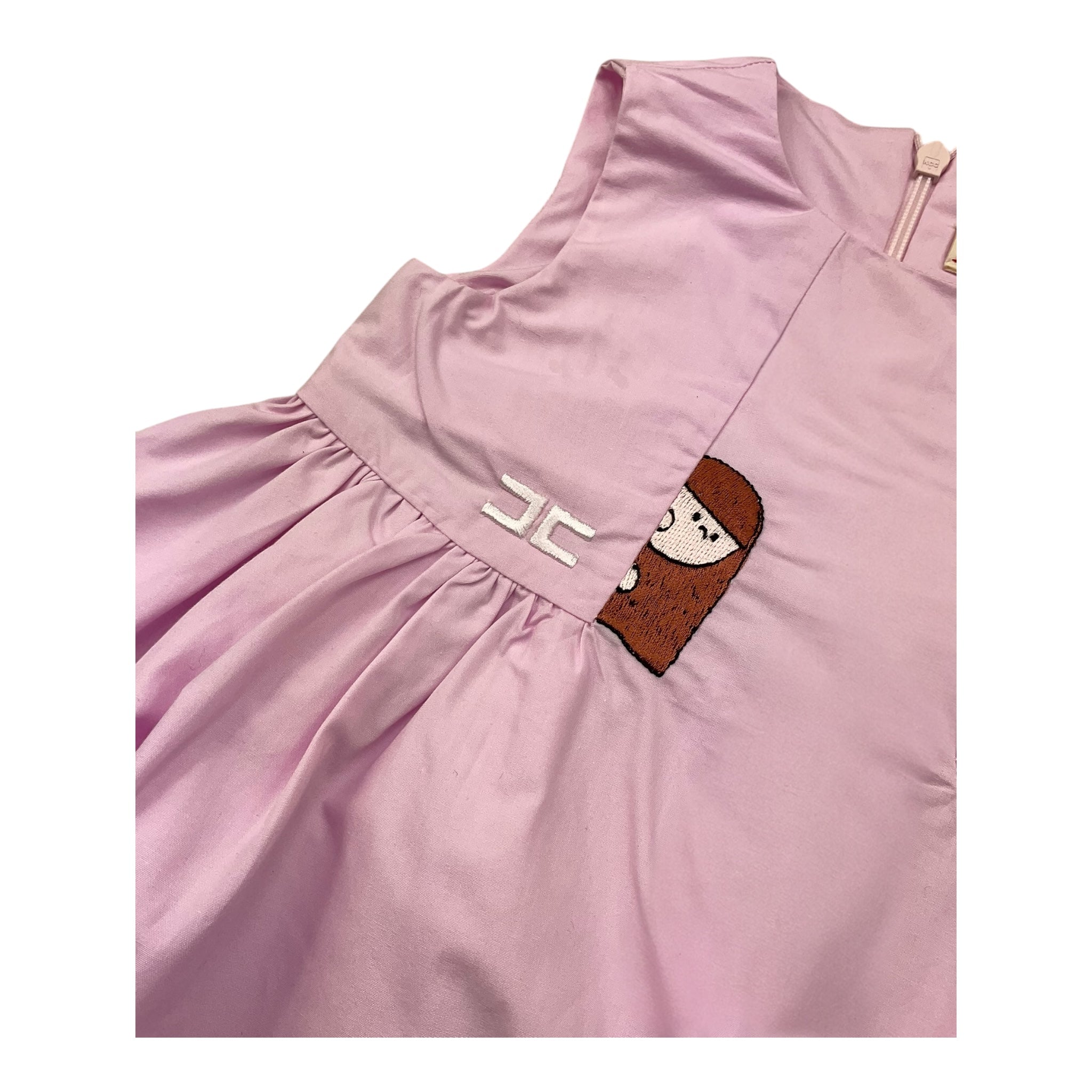 Elisabetta Franchi Abito Giromanica Tinta Unita con Ricami per Neonata EGAB206 ROSA ELISABETTA FRANCHI 