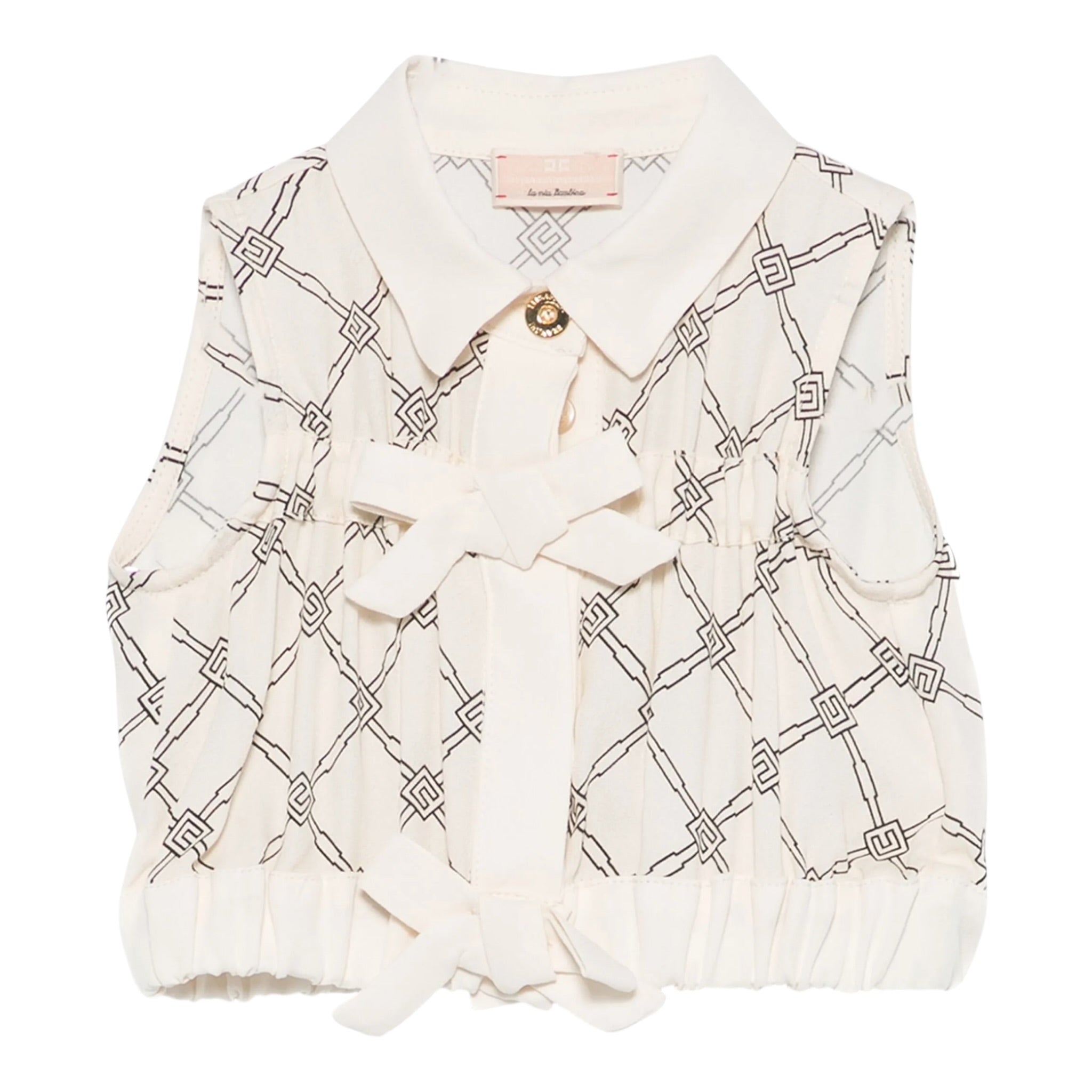 Elisabetta Franchi Camicia Giromanica Tinta Unita con Loghi per Bambina EGCA042J PANNA ELISABETTA FRANCHI 