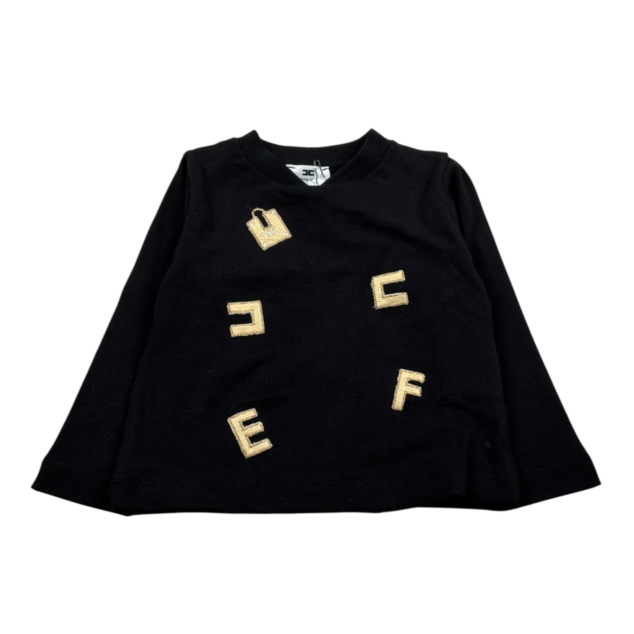 Elisabetta Franchi Shirt Girocollo tinta unita con Stampa Nero per Neonata EGTS072 NERO ELISABETTA FRANCHI 